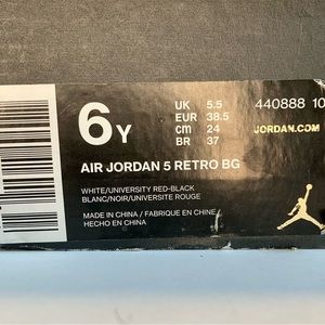 Air Jordan 5, Retro White Cement, Size 6Y